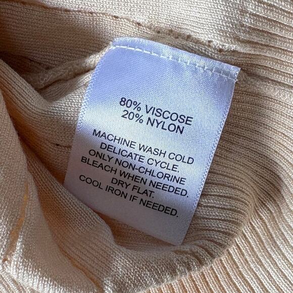 Vintage Calligraphie Cardigan Sweater Womens M Tan Button Down Holiday - Picture 7 of 8